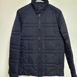 Theory Men's Pewter Navy Blue Berli Full Zip Quilted Jacket Coat XS